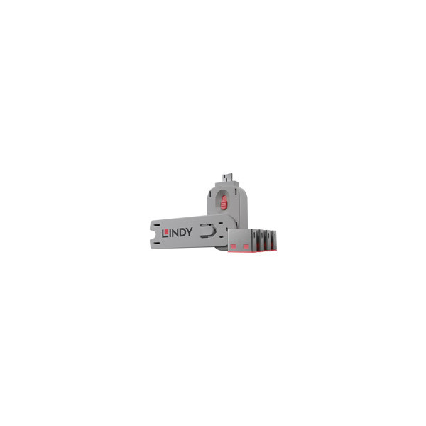 LINDY-Clï¿½-USB-et-4-bloqueurs-de-ports-USB-Rose