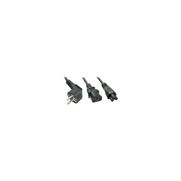 LINDY-2m-Schuko-to-1x-IEC-C13-and-1x-IEC-C5-Y-Power-Cable