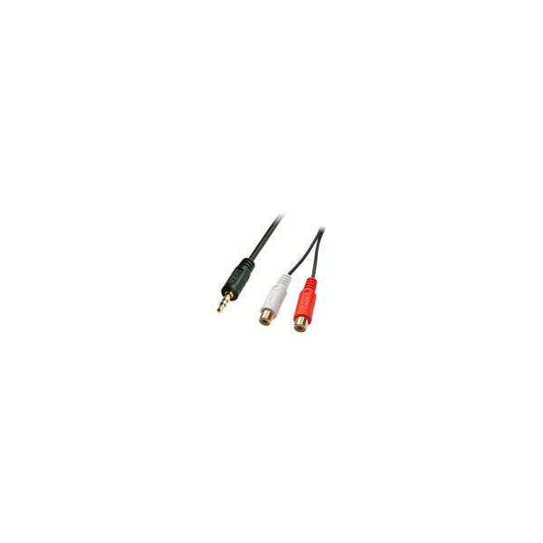 LINDY-Audiocable-Stereo-3.5mm-male-/-2x-RCA-female-25cm-gold-plated