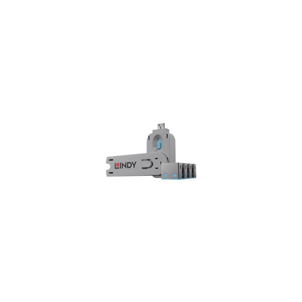 LINDY-Clï¿½-USB-et-4-bloqueurs-de-ports-USB-Bleu