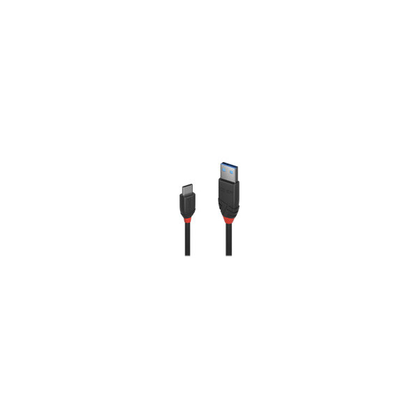 LINDY-0.5m-USB-3.1-Type-A-to-C-Cable-3A-Black-Line