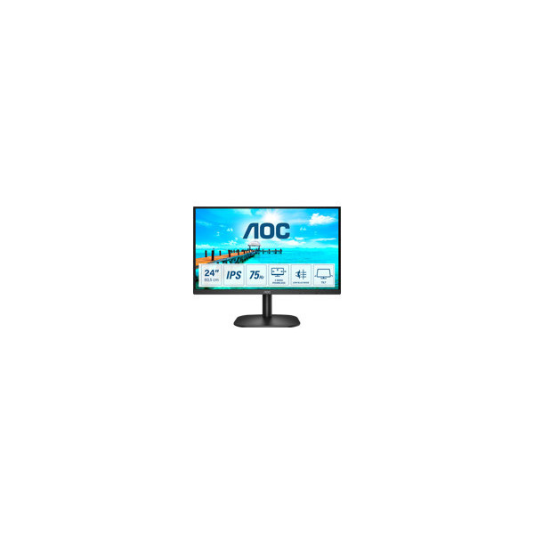 AOC-24B2XD-23.8p-IPS-FHD-1920x1080-16:9-250nits-75Hz-1000:1-4ms-VGA-DVI-Black-Cable-included