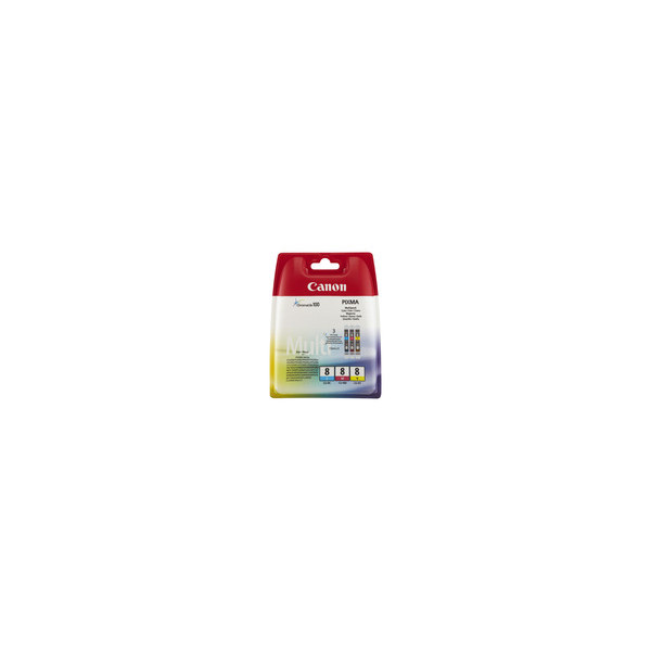 CANON-CLI-8C/M/Y-cartouche-d-encre-cyan--magenta-et-jaune-capacitï¿½-standard-combopack-sans-alarme
