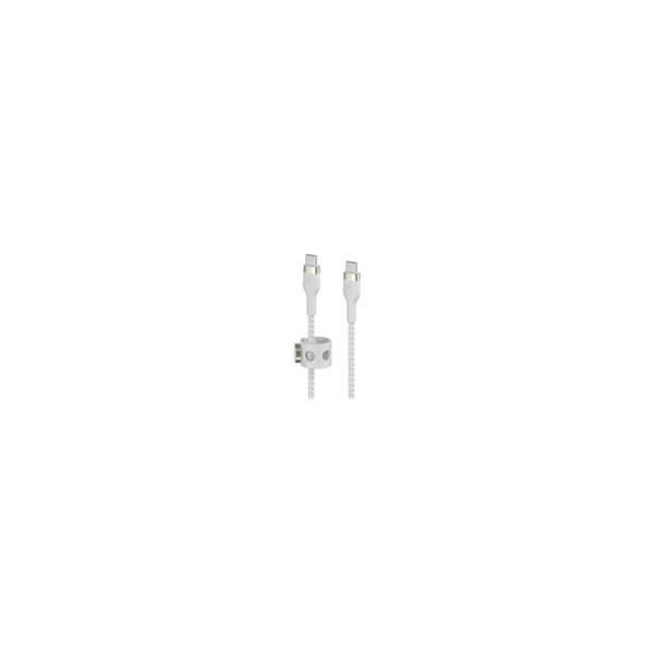 BELKIN-Cï¿½ble-USB-C-vers-USB-C-Silicon-Trï¿½ssï¿½-1m-Blanc